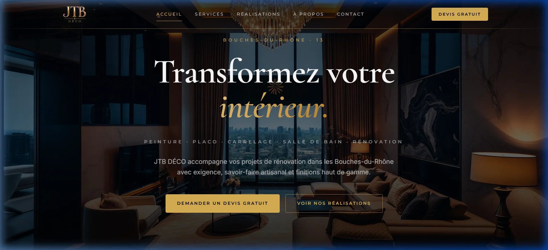 Démo interactive JTB Déco - Interior Renovation & Decor développée par TY Dev